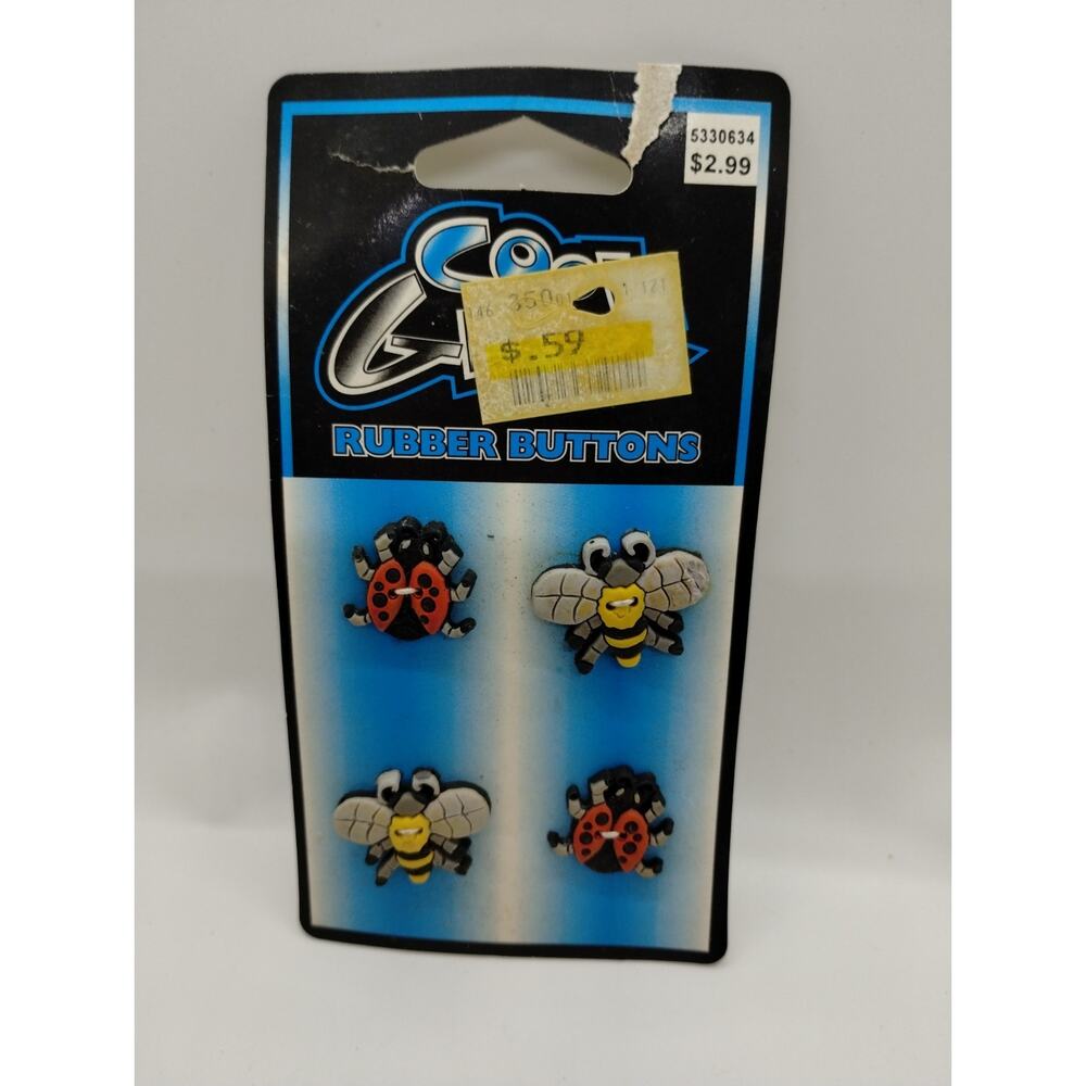 Vintage Cool Gear Rubber Buttons - Ladybug Bumble Bee 1999 - One Damaged